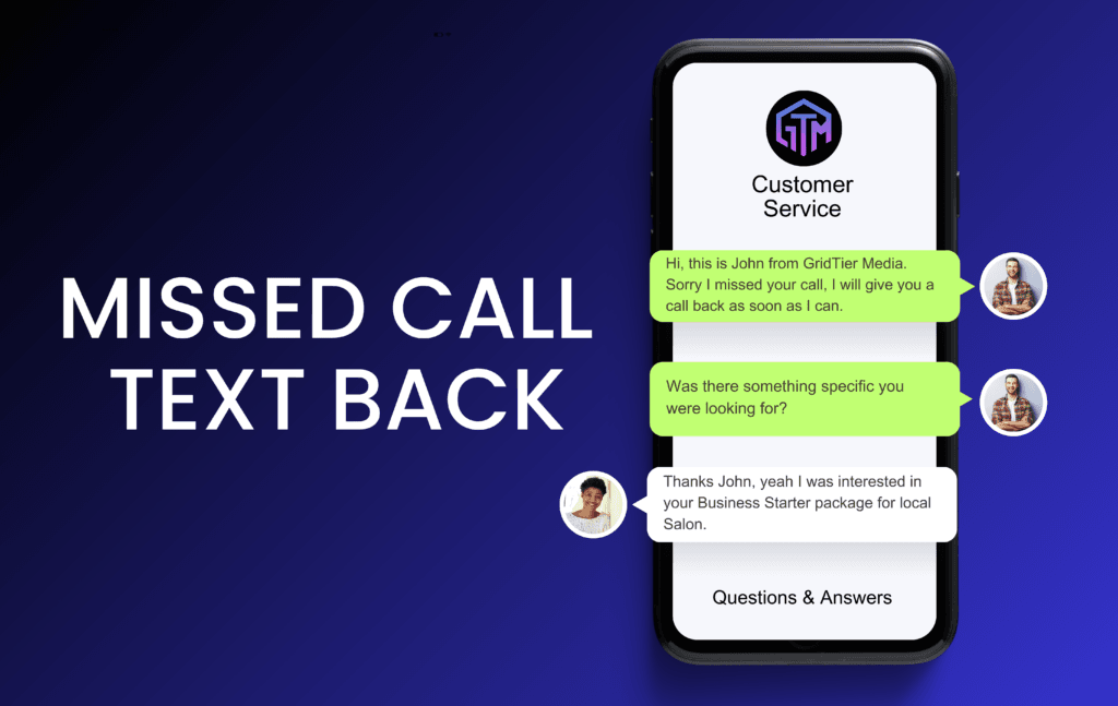 Top 7 Reasons Why Small Businesses Are Losing Traffic - 1 A missed call text back system automatically sends a text message when a call is missed, ensuring you never lose a lead and increasing potential sales.