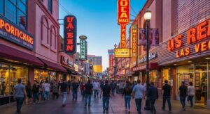 Las Vegas street scene highlighting local businesses, representing local citation services for SEO