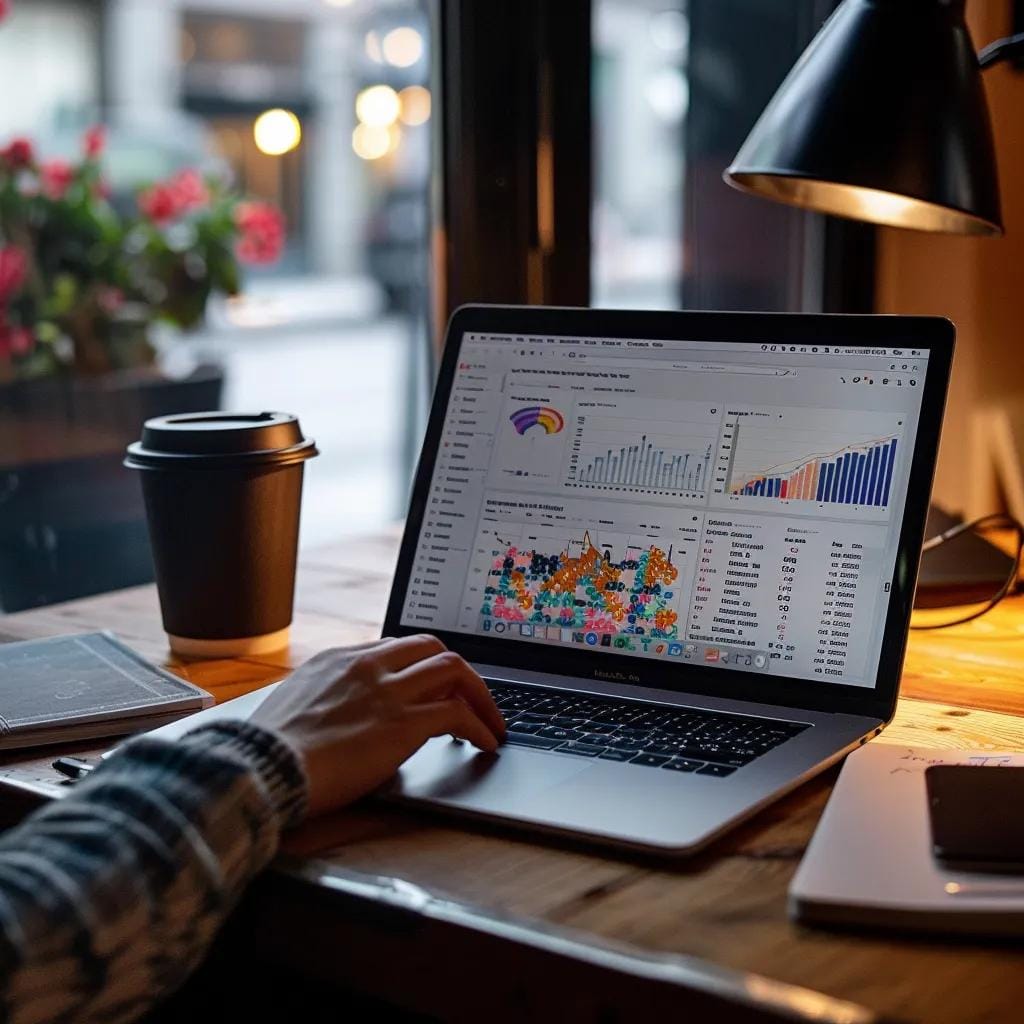 Person optimizing Google Business Profile in a cozy office setting