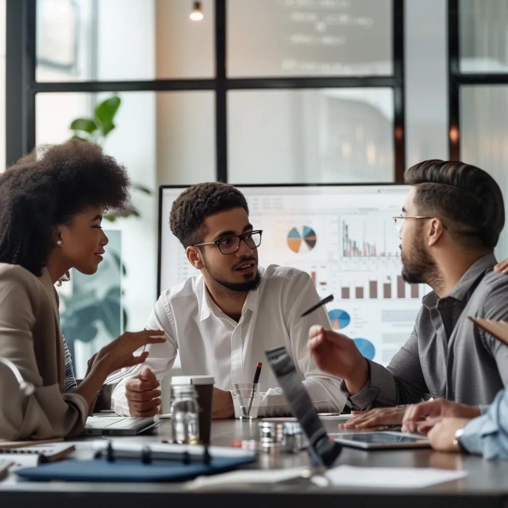 Business team discussing the benefits of content strategy consulting