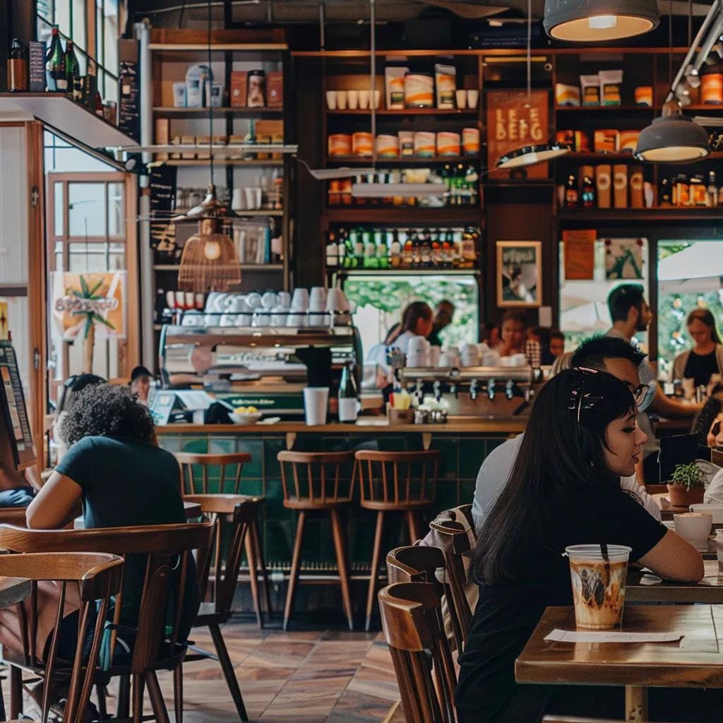 Neighborhood cafe thriving due to effective local SEO strategies attracting customers