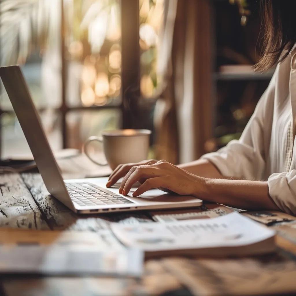 Person using a laptop for keyword research, illustrating tools for local SEO in Las Vegas