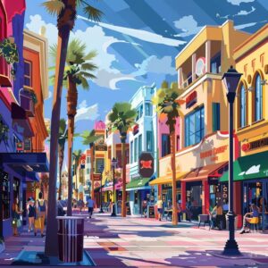 Las Vegas street scene highlighting local businesses and vibrant atmosphere for local SEO