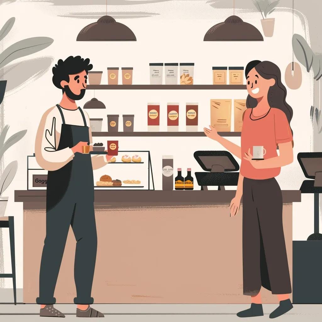 Small business owner interacting with customers, illustrating the benefits of Google My Business